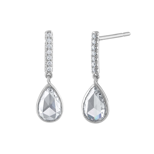 Rose Cut Diamond Drop Earrings