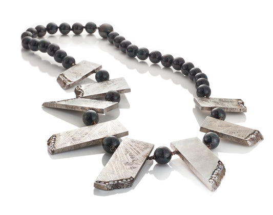 Sliced Meteorite and Opal Necklace