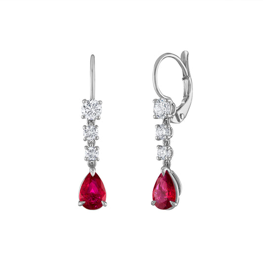 Diamond and Ruby Drop Earrings