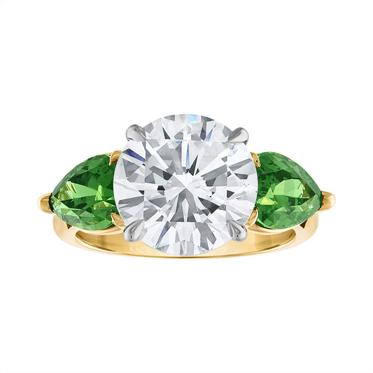 Diamond and Tsavorite Three Stone Ring