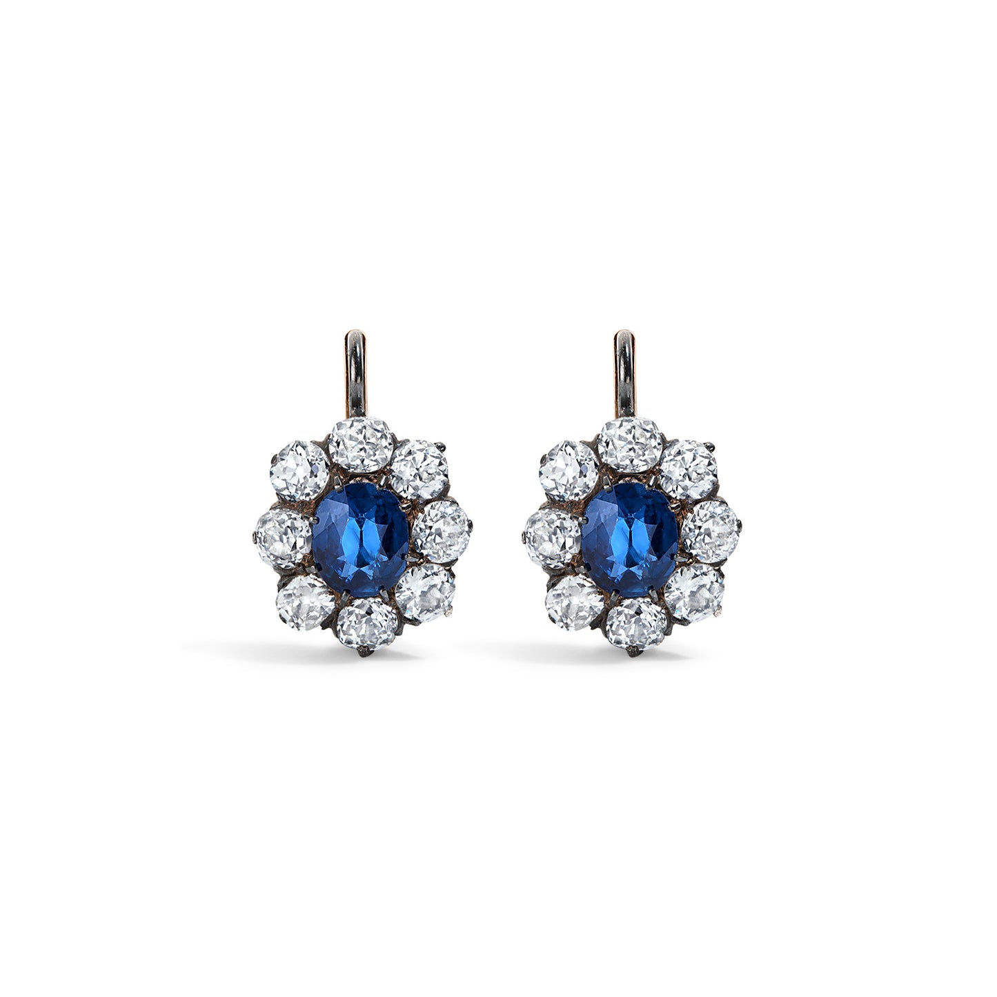 Sapphire & Diamond Victorian Drop Earrings