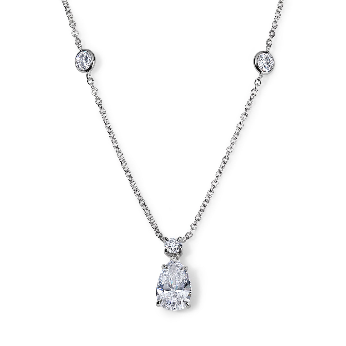 Pear Shape Pendant & Diamonds by the Yard Necklace