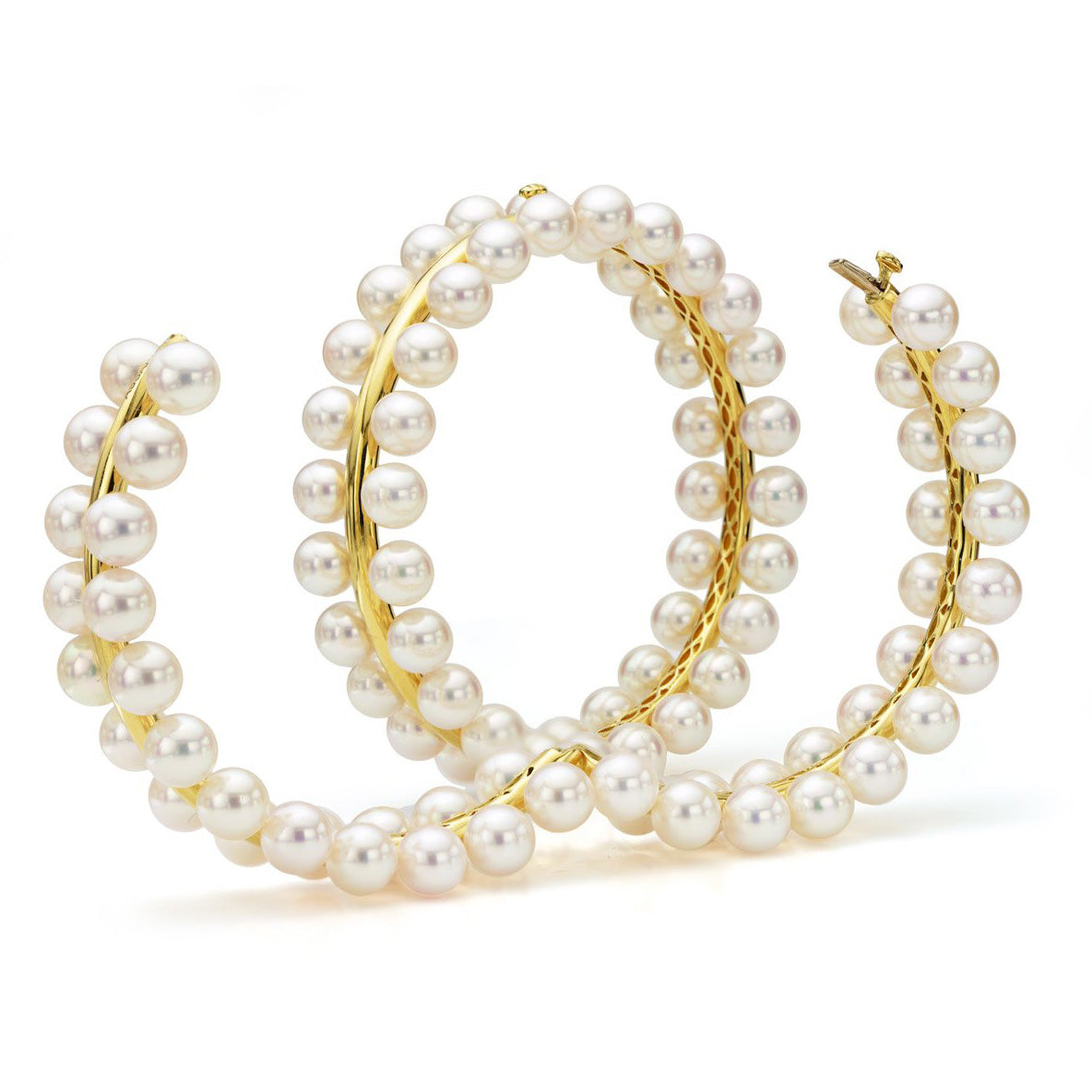 18K Yellow Gold & Pearl Bangle Bracelet
