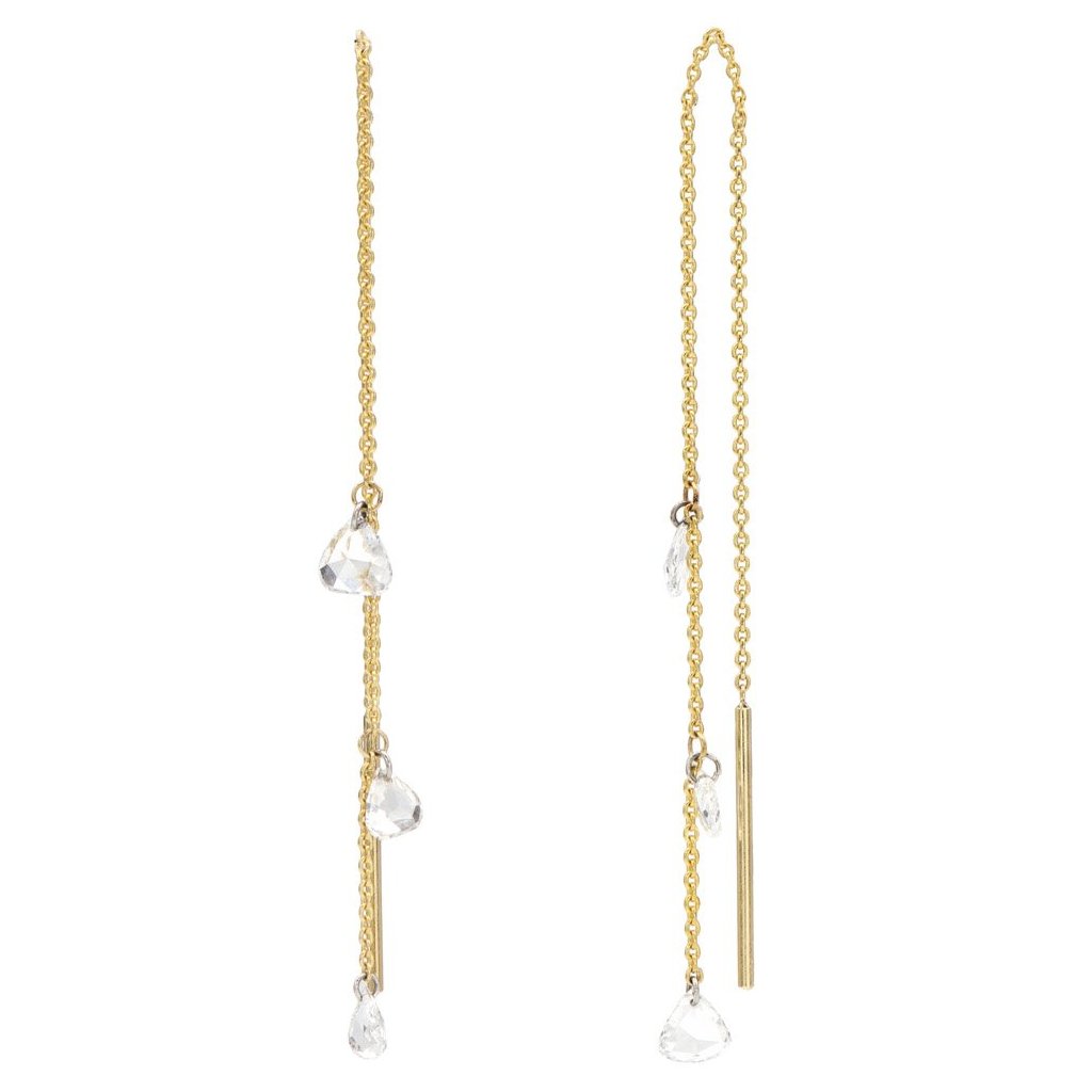 Gold and diamond threader earrings Clearance