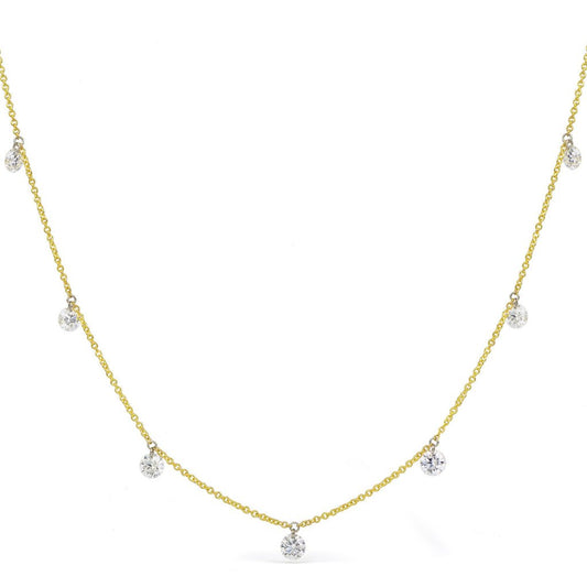 Seven Stone Drilled Diamond Necklace