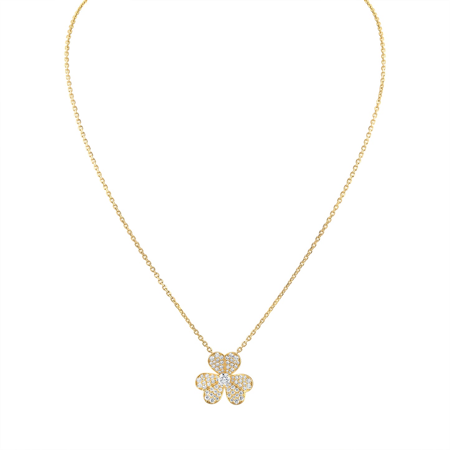 Floral Diamond Necklace in 18K Yellow Gold