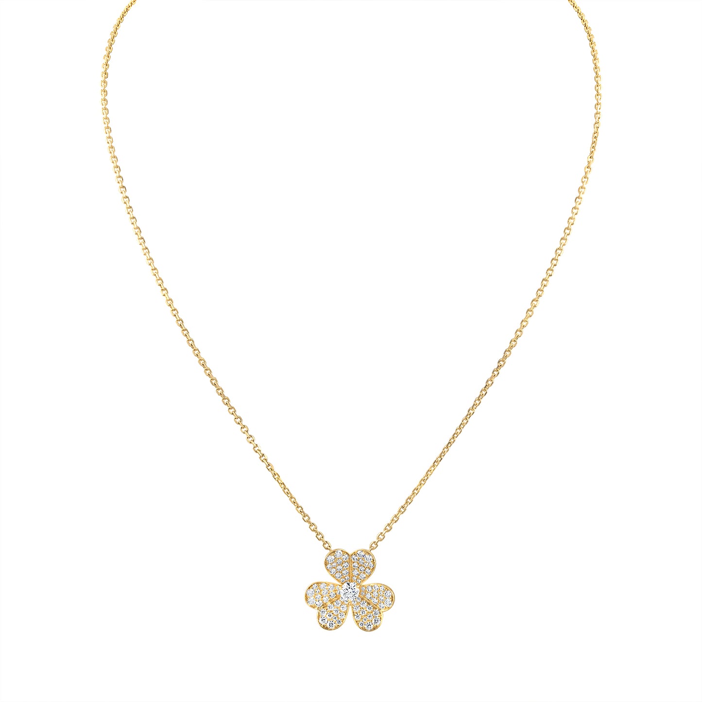 Floral Diamond Necklace in 18K Yellow Gold