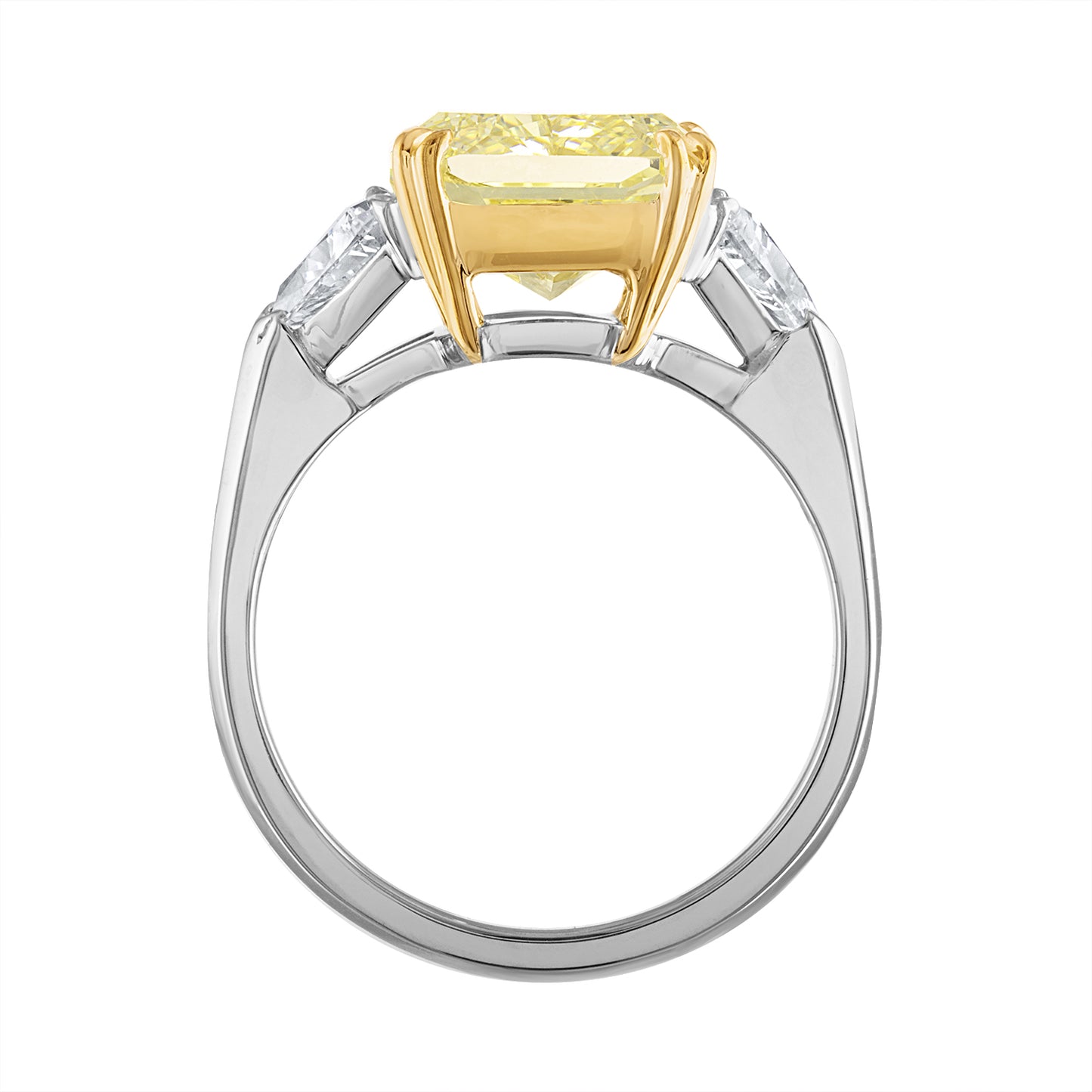 Yellow and White Diamond Three Stone Ring