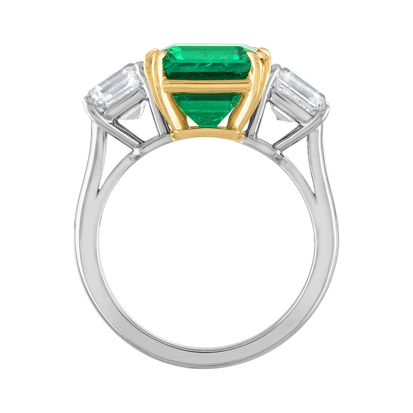 Emerald & Diamond Three Stone Ring