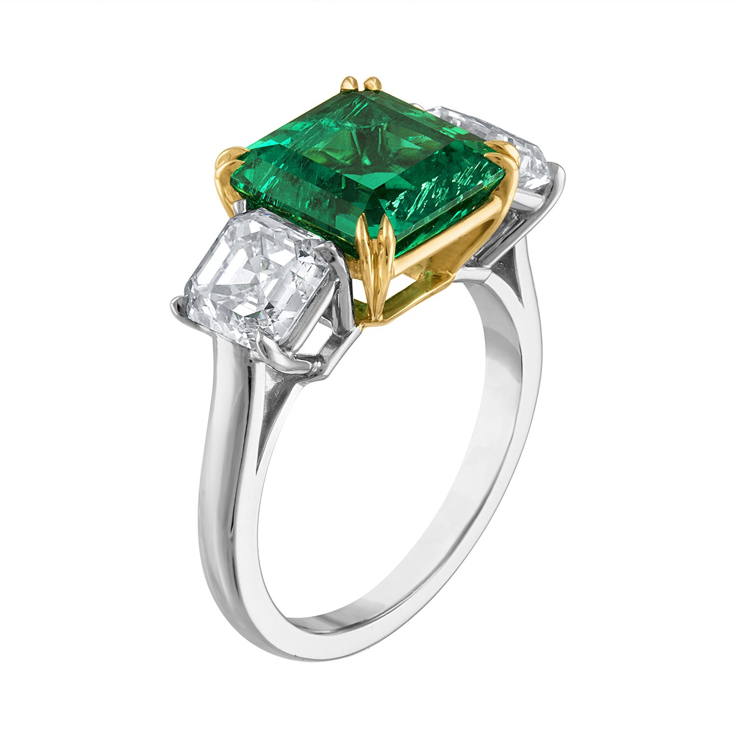 Emerald & Diamond Three Stone Ring
