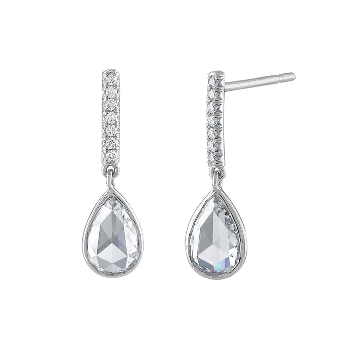 Rose Cut Diamond Drop Earrings