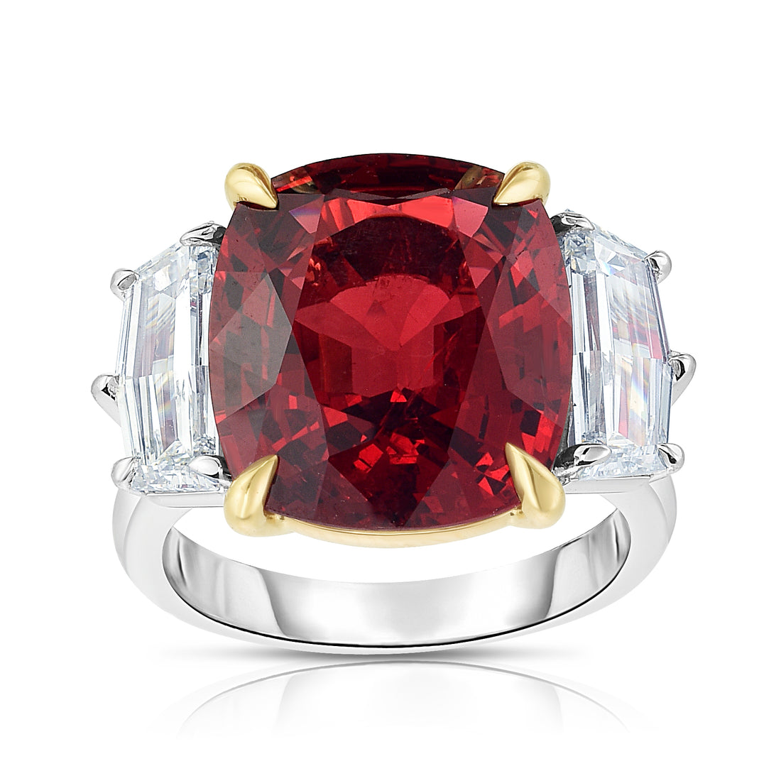 Burmese Red Spinel and Diamond Ring