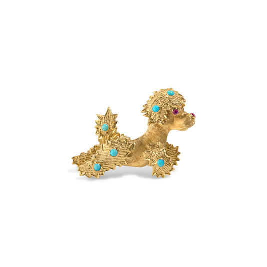 18 Karat Yellow Gold Poodle Brooch