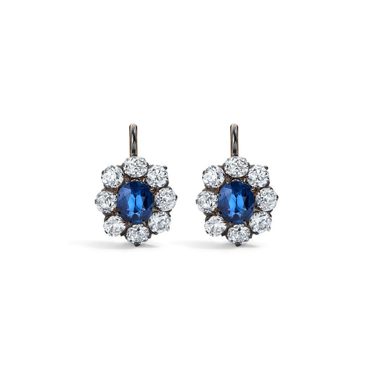 Sapphire & Diamond Victorian Drop Earrings