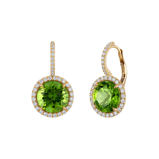 Peridot & Pavé Diamond Drop Earrings