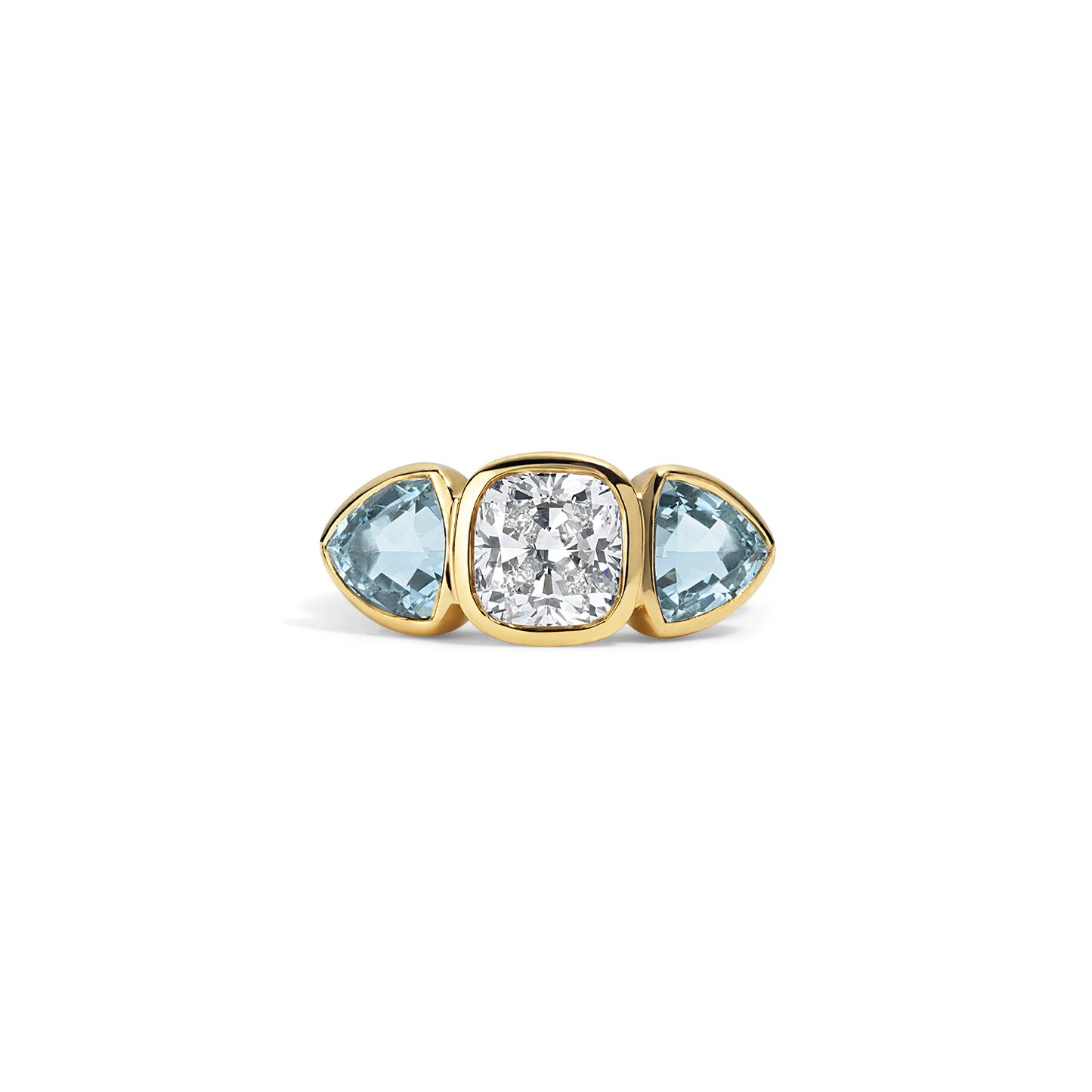 Diamond & Aquamarine Three Stone Ring