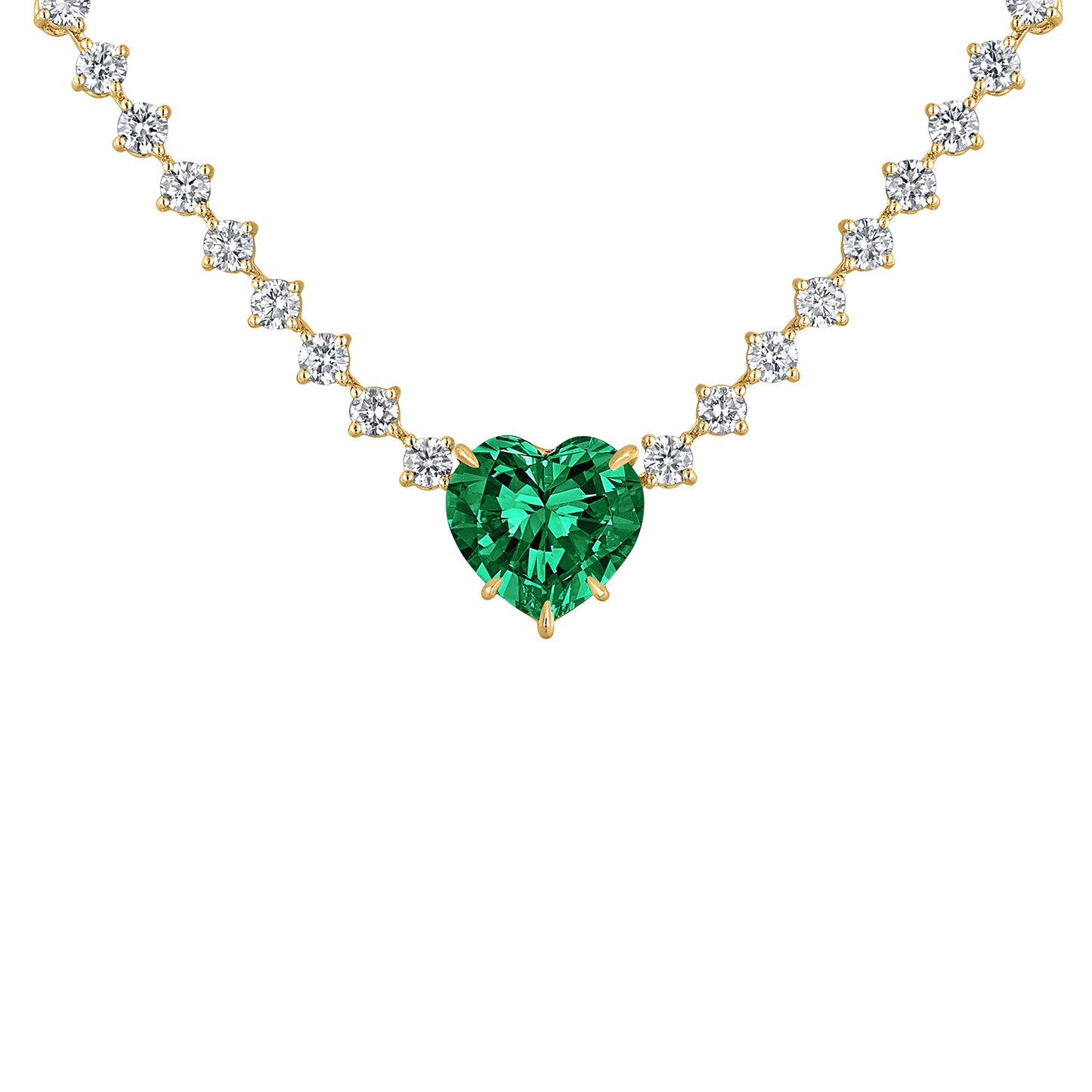 Heart-Shaped Diamond Platinum Necklace