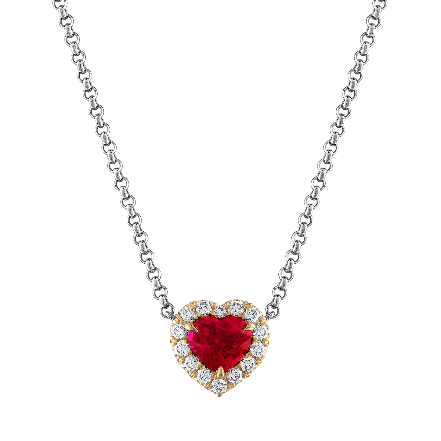 Heart-Shaped Ruby & Diamond Necklace