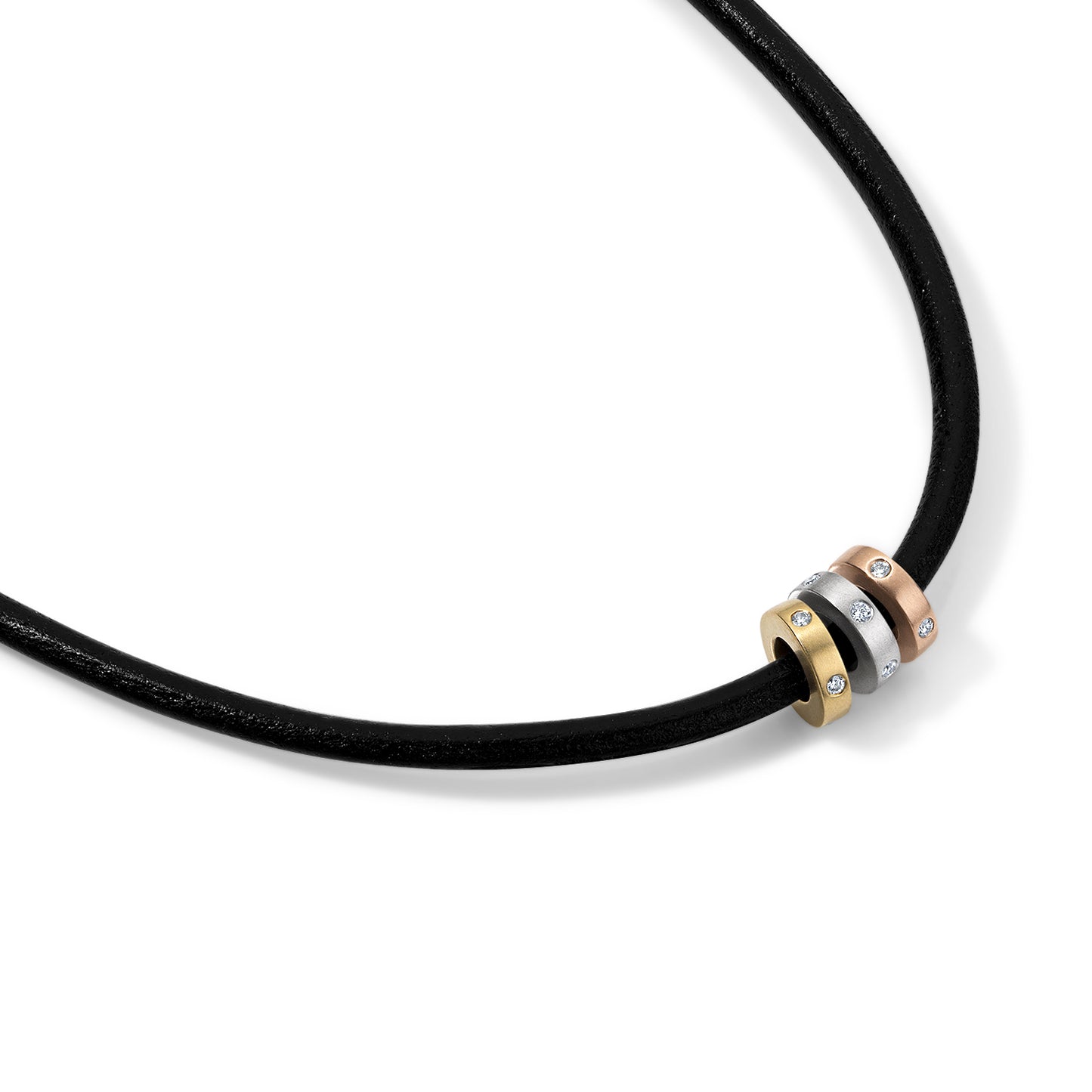 Diamond Rondel Leather Necklace