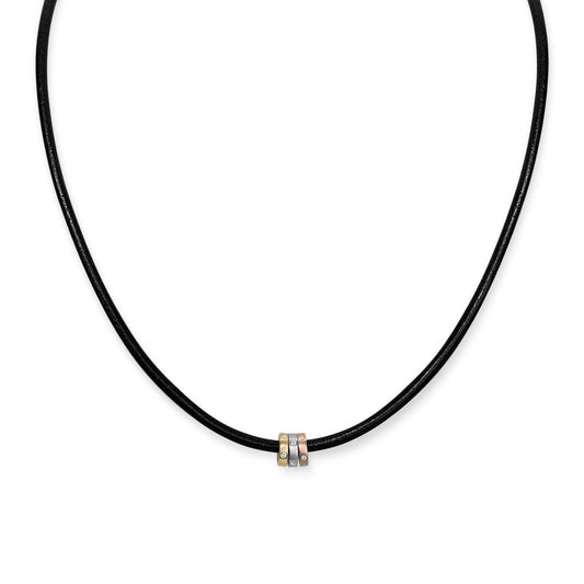 Diamond Rondel Leather Necklace
