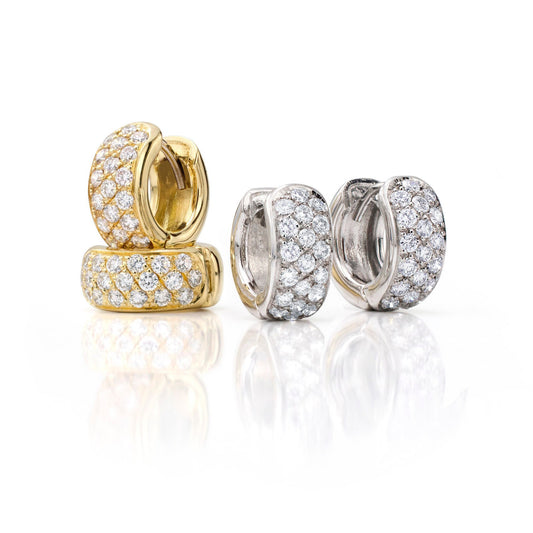 18K Gold & Damond Pave Huggies