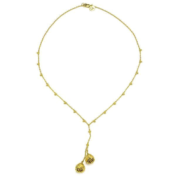 18K Gold Rose Drop Pendant Necklace
