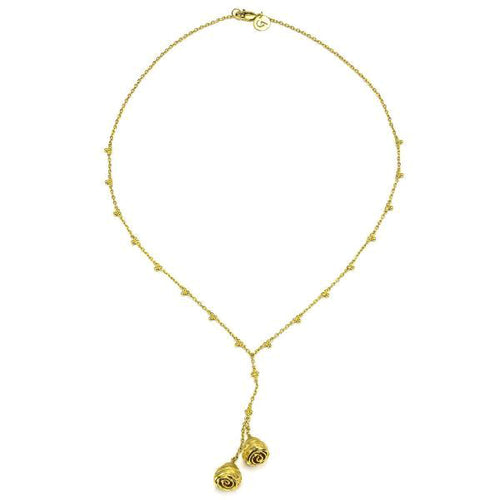 18K Gold Rose Drop Pendant Necklace