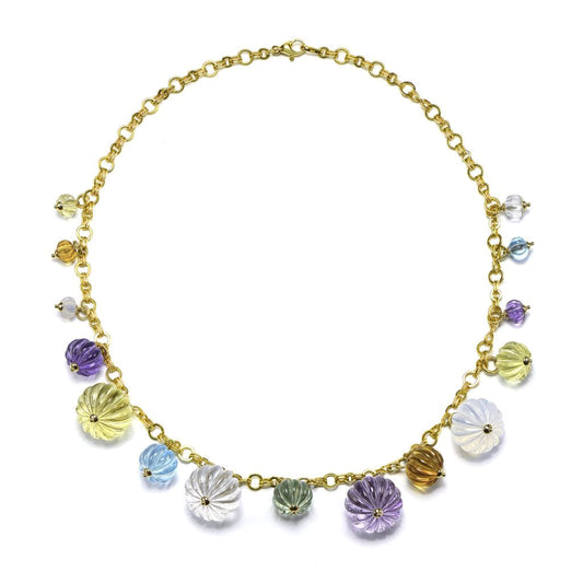 18K Gold & Multi Gem Necklace