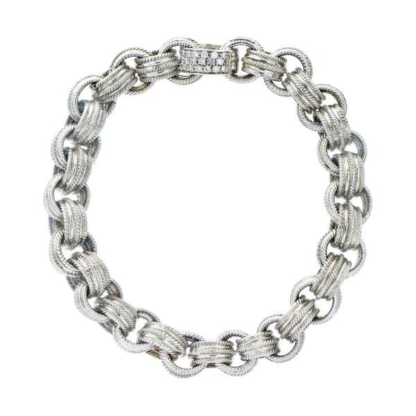 18K White Gold and Diamond Pave Clasp Bracelet