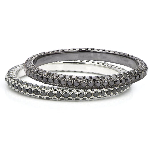 White Gold & Black Diamond Eternity Band Set