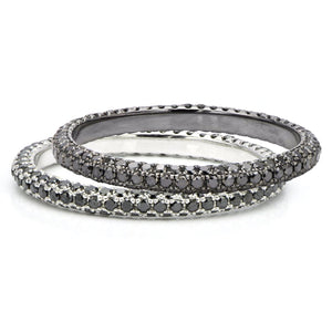 18K White Gold & Black Diamond Eternity Bands