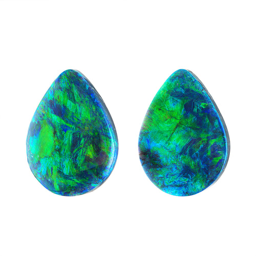 33.07 Carat Pair of Pear Shape Black Opals