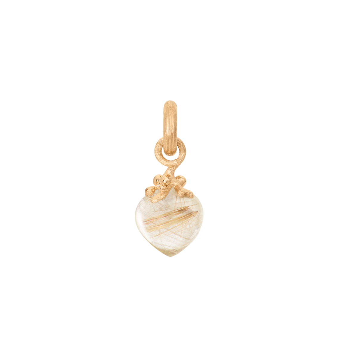 Sweet Drops Charm in 18K Yellow Gold with Rutile Quartz