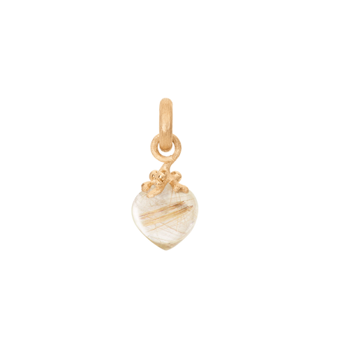 Sweet Drops Charm in 18K Yellow Gold with Rutile Quartz
