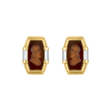 Load image into Gallery viewer, Bulgari Carved Carnelian Intaglio and Diamond Earrings