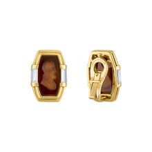 Load image into Gallery viewer, Bulgari Carved Carnelian Intaglio and Diamond Earrings