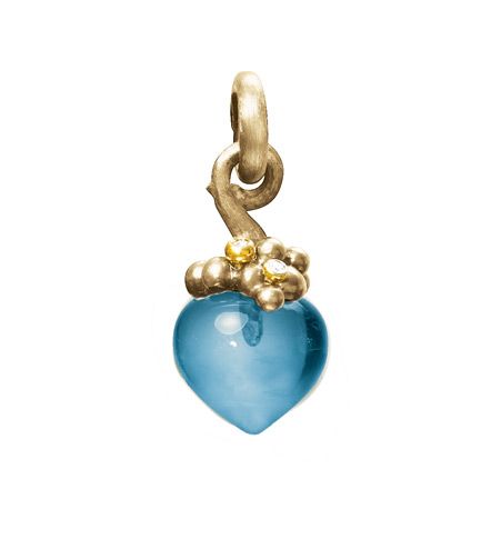 Sweet Drops Charm in 18K Yellow Gold with Swiss Blue Topaz