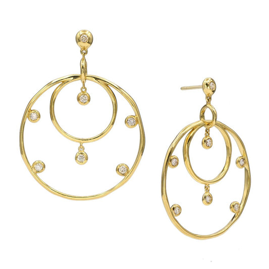 18K Gold & Diamond Hoop Earrings