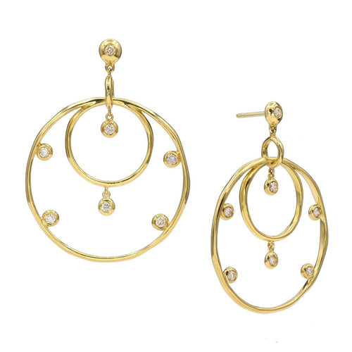 18K Gold and Diamond Hoop Earrings