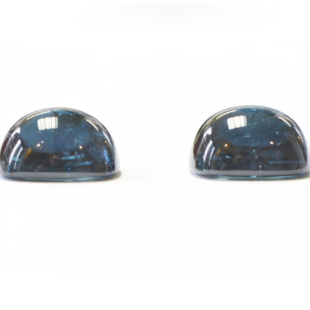 Pair of Cushion-cut Cabochon Indigolite