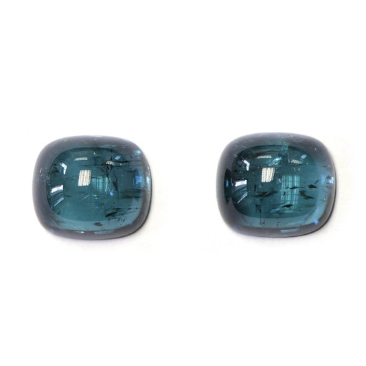 Pair of Cushion-cut Cabochon Indigolite