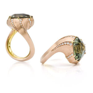 Fancy Tourmaline, 14K Pink Gold & 20K Yellow Gold & Diamond Ring