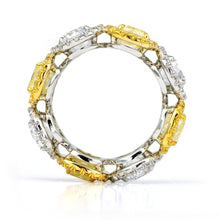 Load image into Gallery viewer, Fancy Yellow and White Diamond Halo Eternity Ring
