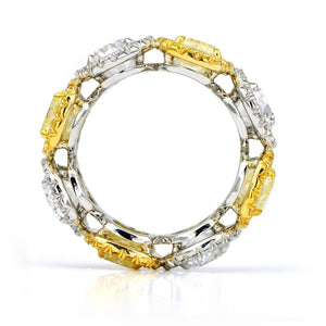 Fancy Yellow and White Diamond Halo Eternity Ring