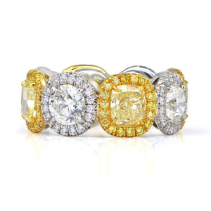Fancy Yellow and White Diamond Halo Eternity Ring