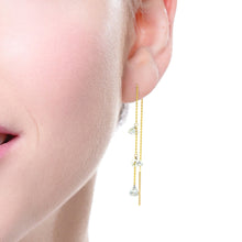 Load image into Gallery viewer, 18K Gold and Drilled Diamond Threader Drop Earrings