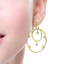 Load image into Gallery viewer, 18K Gold and Diamond Hoop Earrings