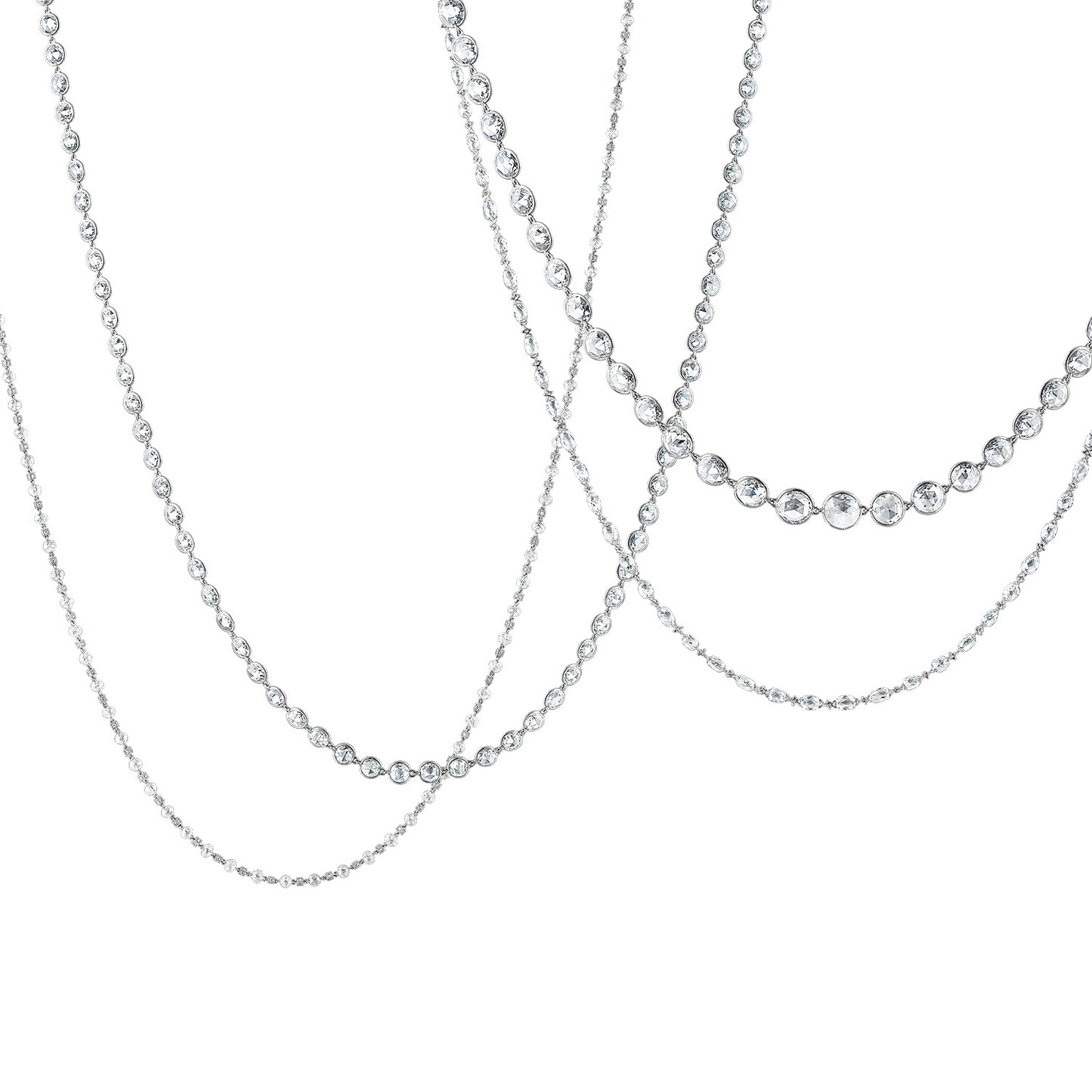 Diamond and Platinum Beaded Eternity Necklace