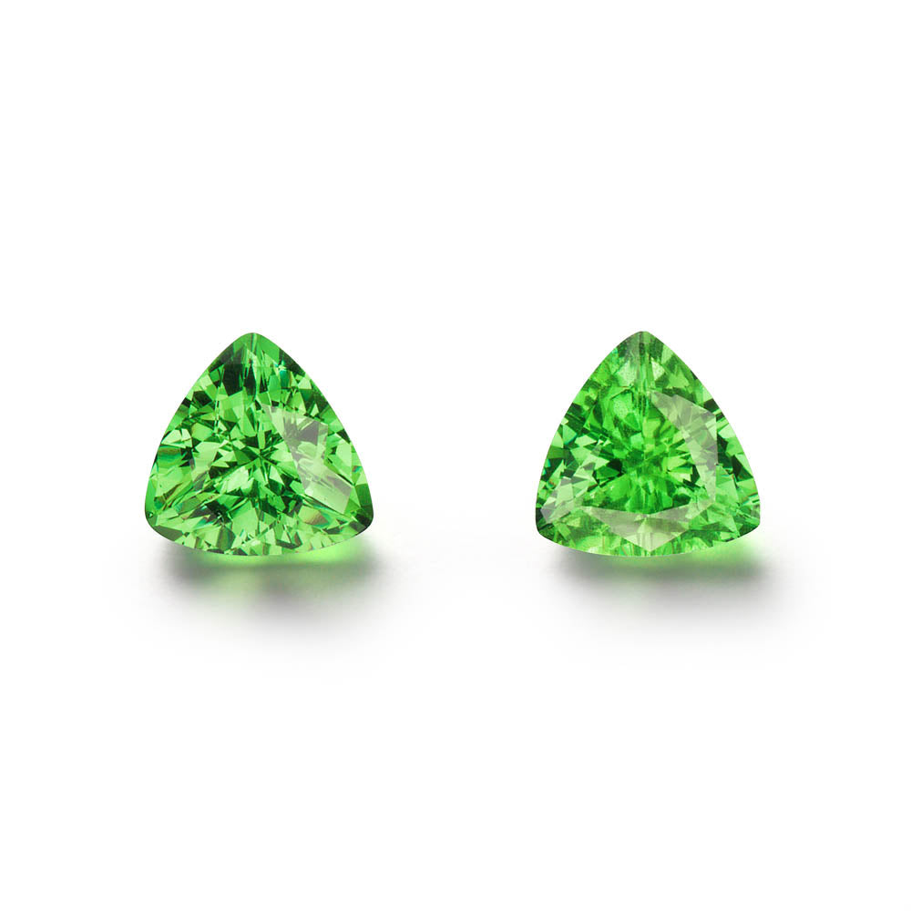 Pair of 2.32cts. Trilliant Cut Tsavorite Gemstones