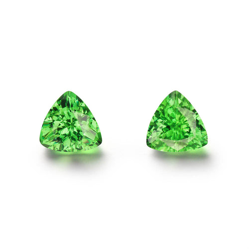 Pair of 2.32cts. Trilliant Cut Tsavorite Gemstones